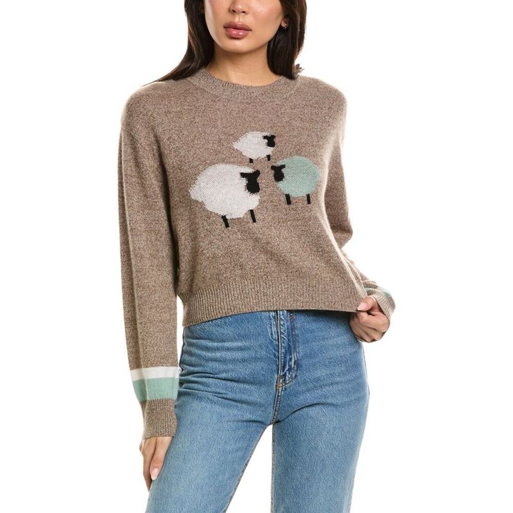 Brodie Cashmere Womens  Herdwick Crewneck Cashmere Sweater, Brown